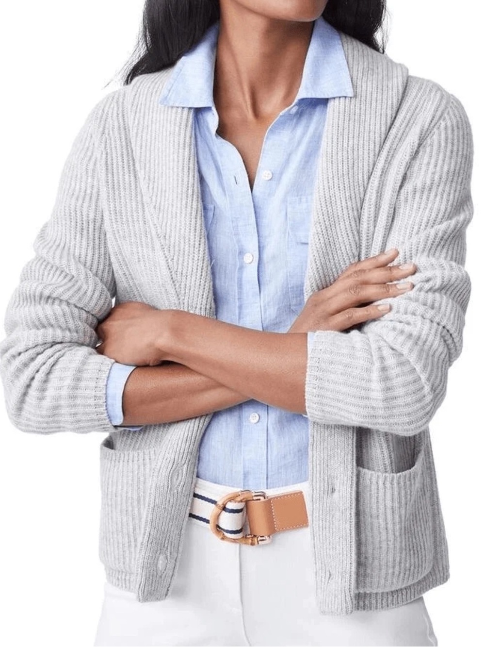 J.McLaughlin Maia 100% Cashmere Cardigan Sweater Button Front Pockets Medium‎